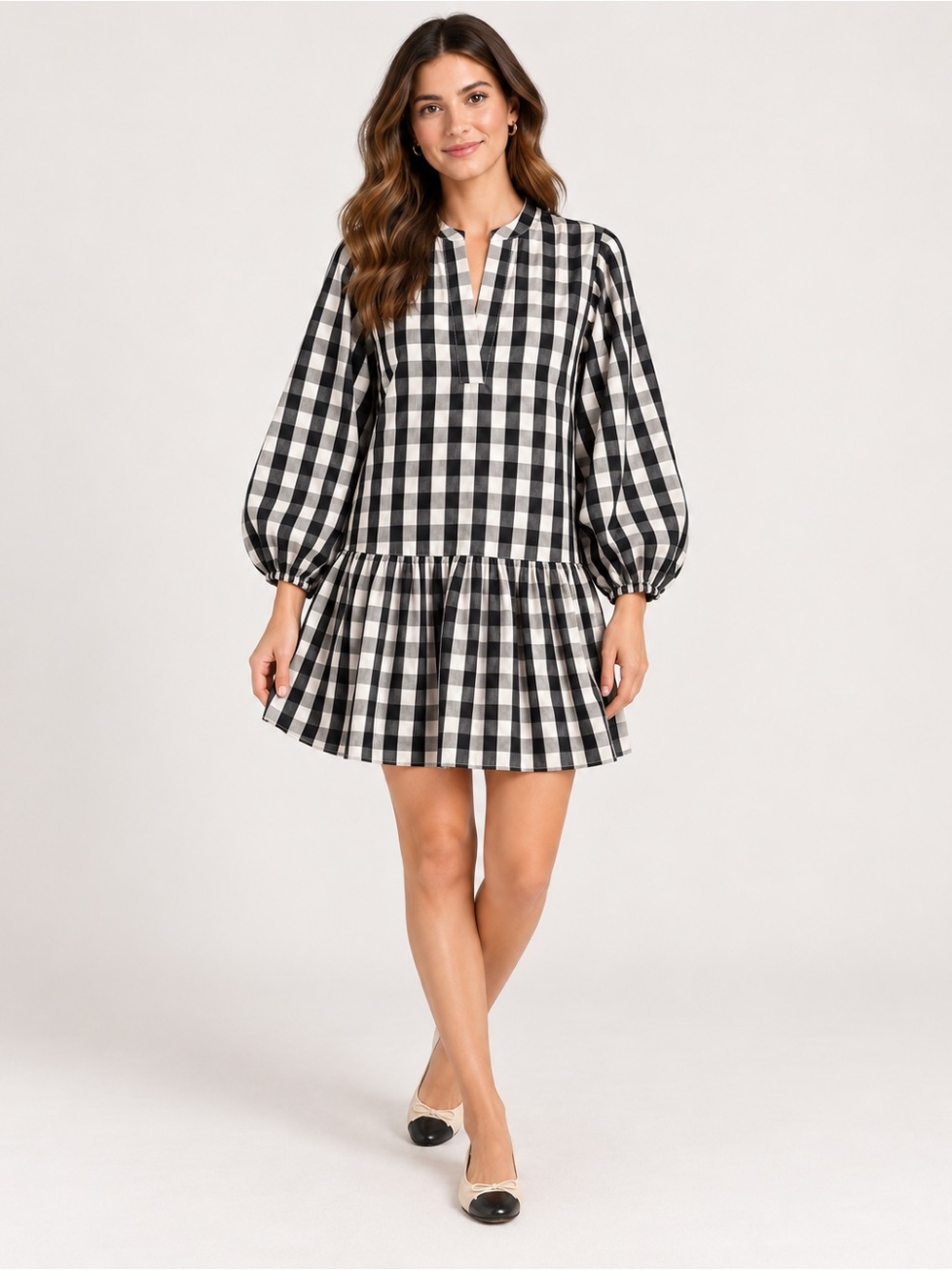 Tanya Taylor Britney Black Ivory Gingham Silk Blend Mini Dress S
